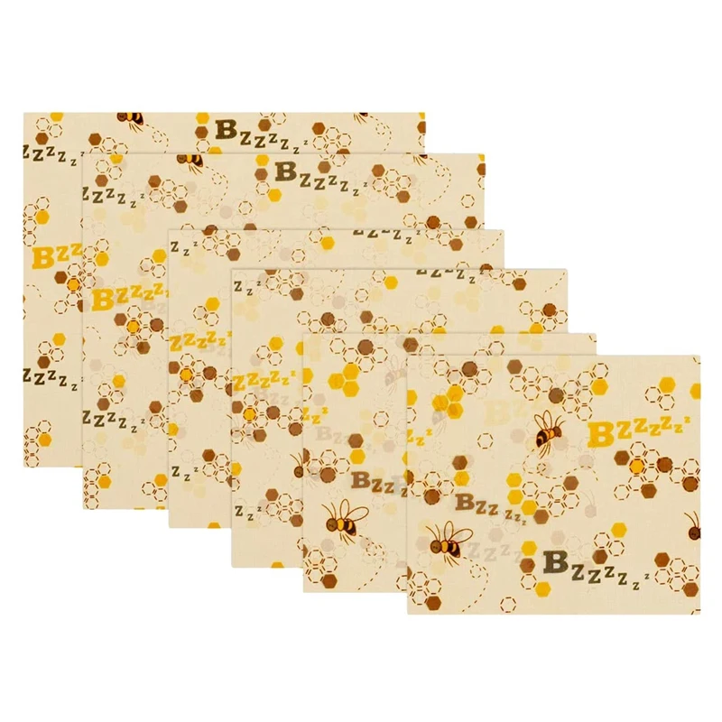 

JEYL набор оберток Of 6, многоразовые обертки из пчелиного воска, пластиковые обертки для хранения еды, органические материалы