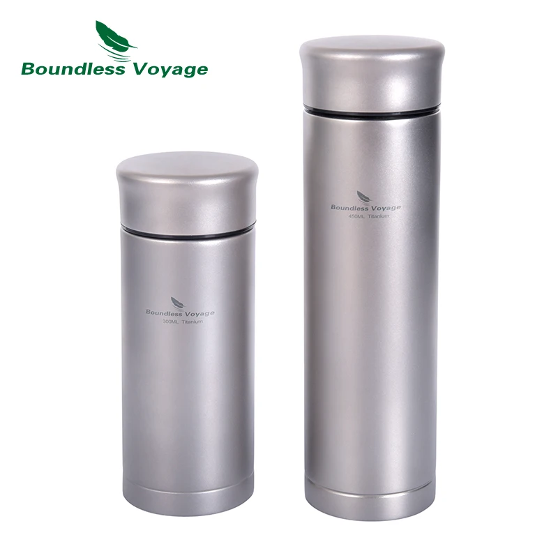 Boundless Voyage Titanium Double-walled Vacuum Thermal Insulation Cup with Filter Portable Tea Coffee Wine Whisky Water Bottle