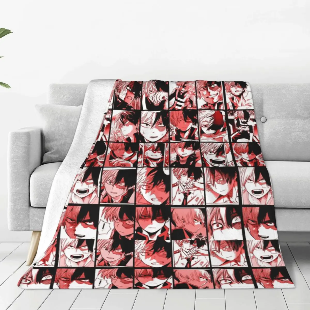 

Todoroki Shoto Collage Flannel Throw Blankets Boku No My Hero Academia Academy Anime Blankets for Sofa Thin Bedding Throws