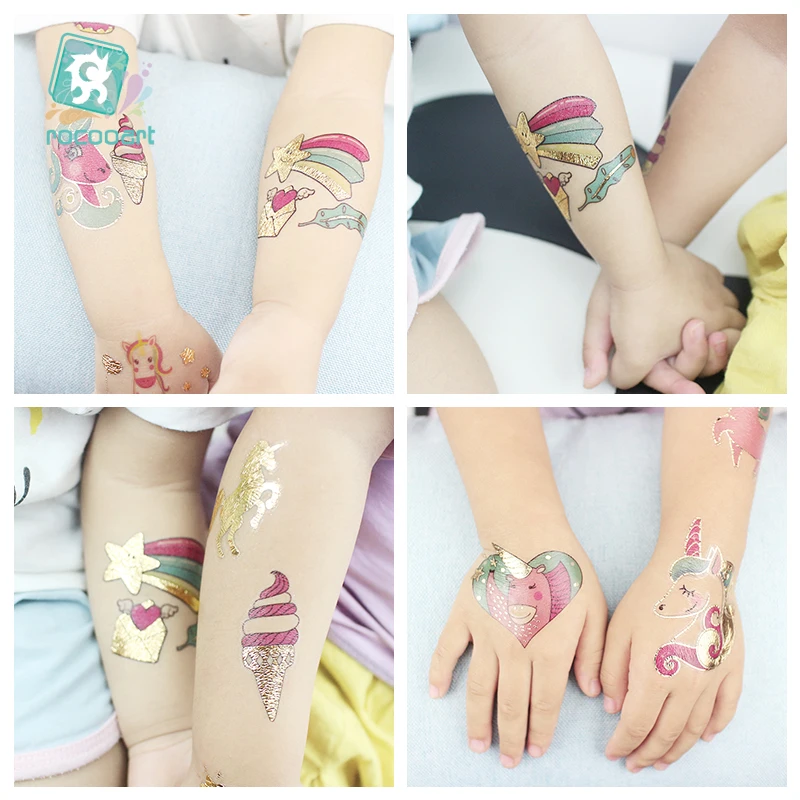 Временные татуировки ROCOOART Золотой единорог