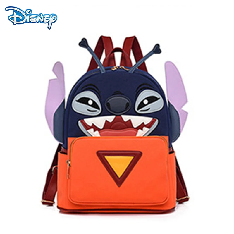

Disney PU 3D Stitch Women's Backpack Computer Bag Fashion High-end Backpack Children Schoolbag Anime Large Capacity Travel Bags