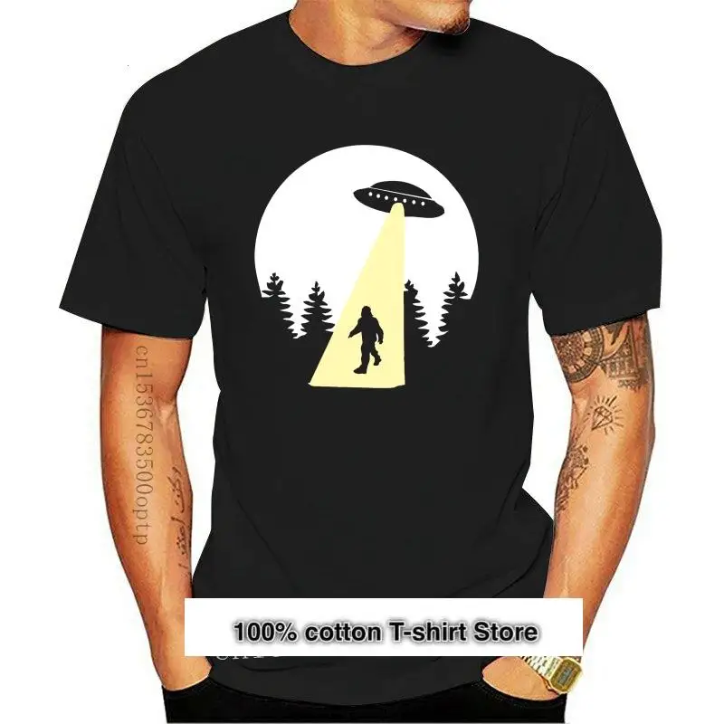 

Camiseta de manga corta de Sasquatch, camiseta divertida de OVNI Aliens, Retro, Cool Space Bigfoot, Camiseta holgada de EE. UU.