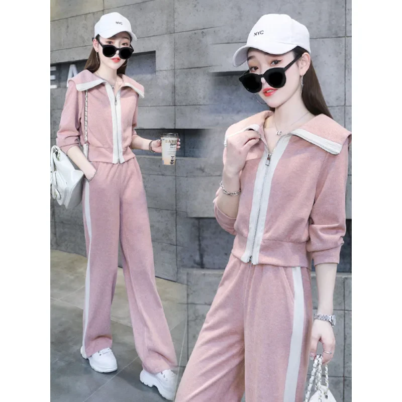 Весна-Осень 2024 новая женская модная куртка-клеш комплект из 2 предметов