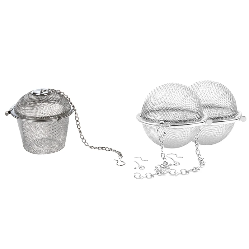 

3PCS Tea Stainless Strainer Locking Tea Spice Mesh Herbal Ball Diam 6Cm With Practical Tea Ball 4.5Cm