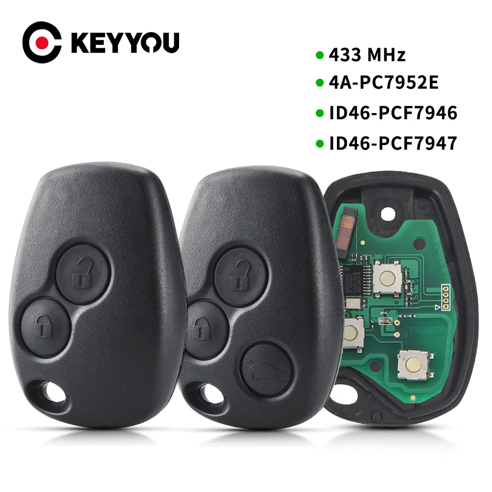 Фото Дистанционный ключ KEYYOU для Renault Duster Modus Clio 3 Twingo DACIA Logan Sandero Kangoo 433 МГц PCF7946 PCF7947 4A, ключ управления чипом №1