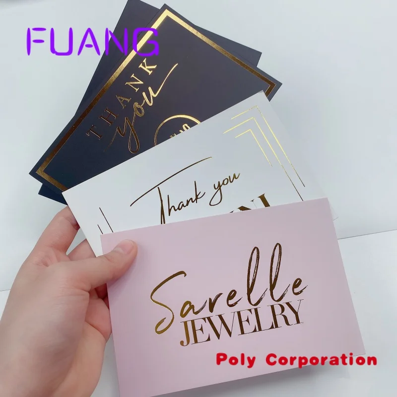 

Custom colorful gold foil paper thank you cards with logo thank you business card printing