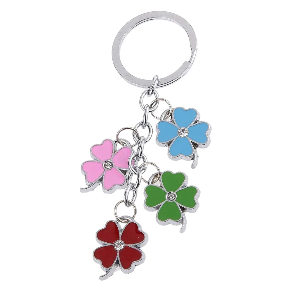

Four Leaves Keychain Classic Lucky Flower Green Plant Key Rings For Women Metal Car Handbag Charms Fashion Jewelry