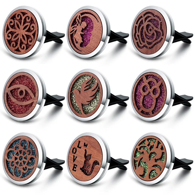 

Refillable Car Air Freshener Smell Perfume Diffuser Clip Auto Vent Essential Oil Natural Wood Locket Interior Accessories