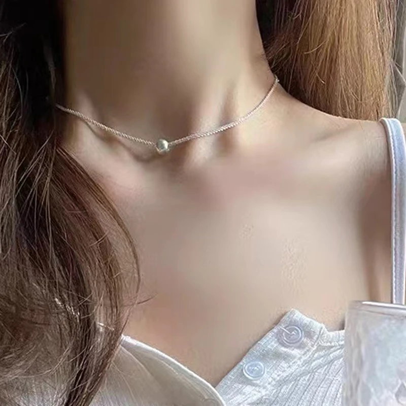 

New Arrived 925 Sterling Silver Snake Chain Sparkling Choker Bead Necklace Clavicle Chain Wedding Gift Women Jewelry