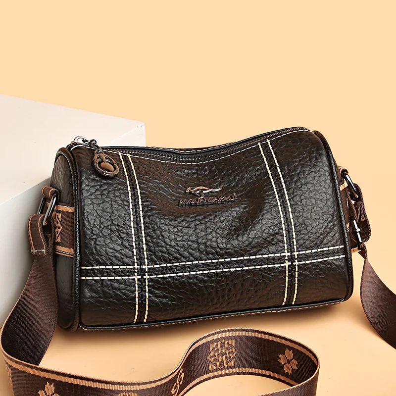 

Brand Fashion Trend Sling Plaid Casual Designer Handbags Women'S Genuine Leather Pillow Vintage Lady Tote Shoulder Messenger Bag