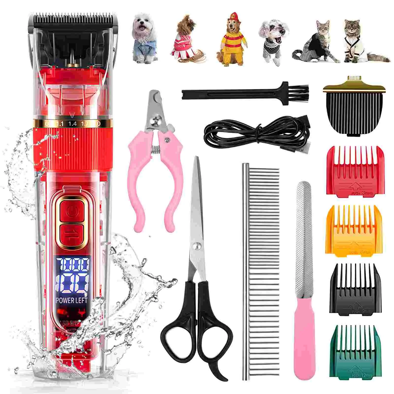 

Dog Grooming Clippers Cat Supplies Dropshipping Hair Trimmer Metal Kit Pet Remover