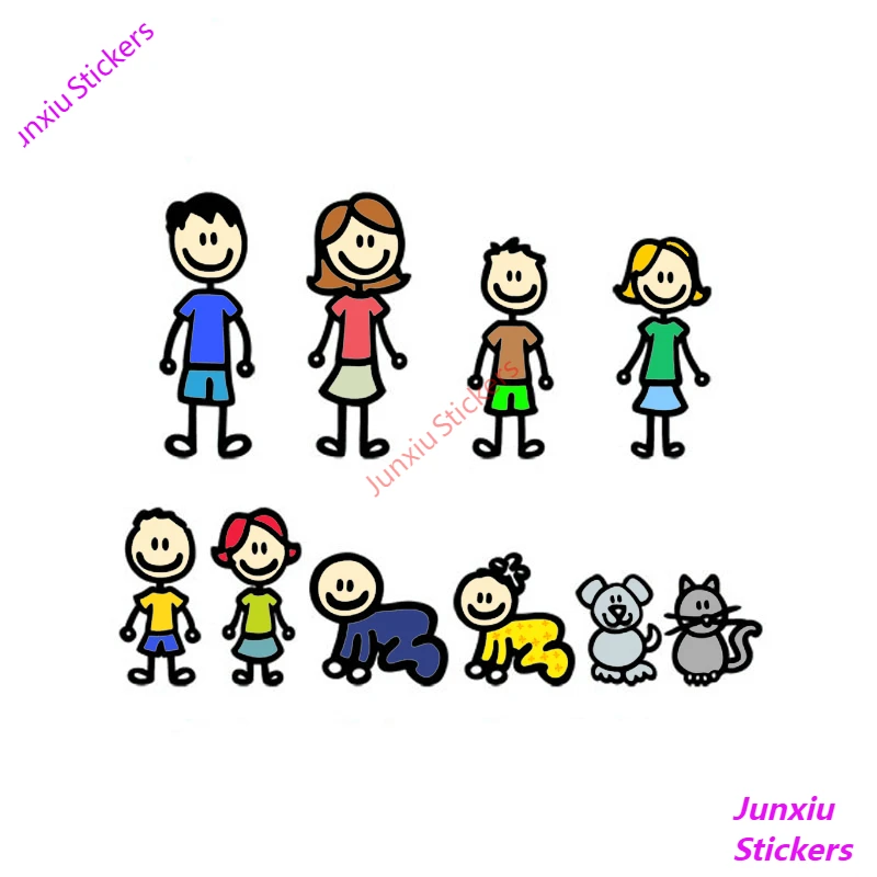 

My Family Car Sticker Anime A Large Family Cartoon Decals Vinyl Waterproof Scratch-Proof for Bumper Trunk Motorcycle PVC20*15cm