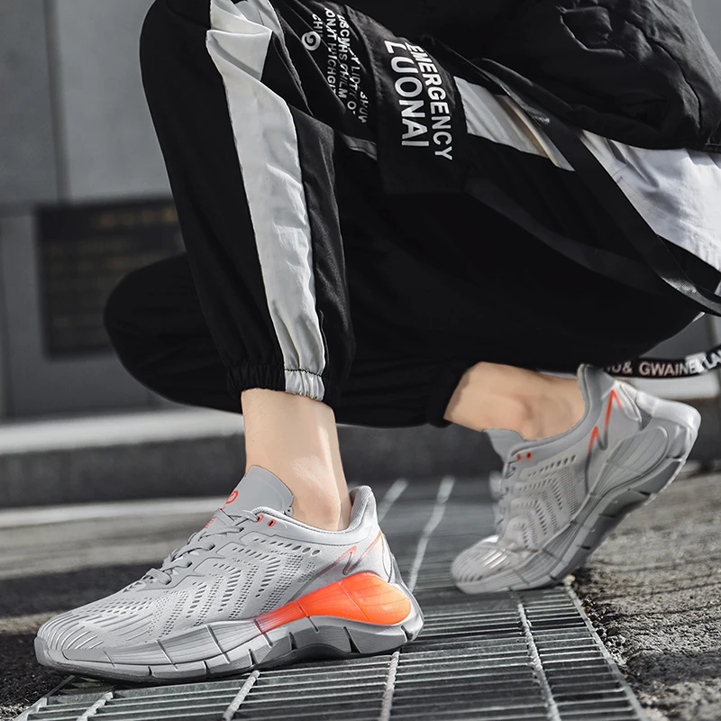 2022 Men Sneakers New Casual Shoes Fashion Running Mesh Breathable Sports Non-slip Tennis Elastic Comfortable Trend Male Shoes