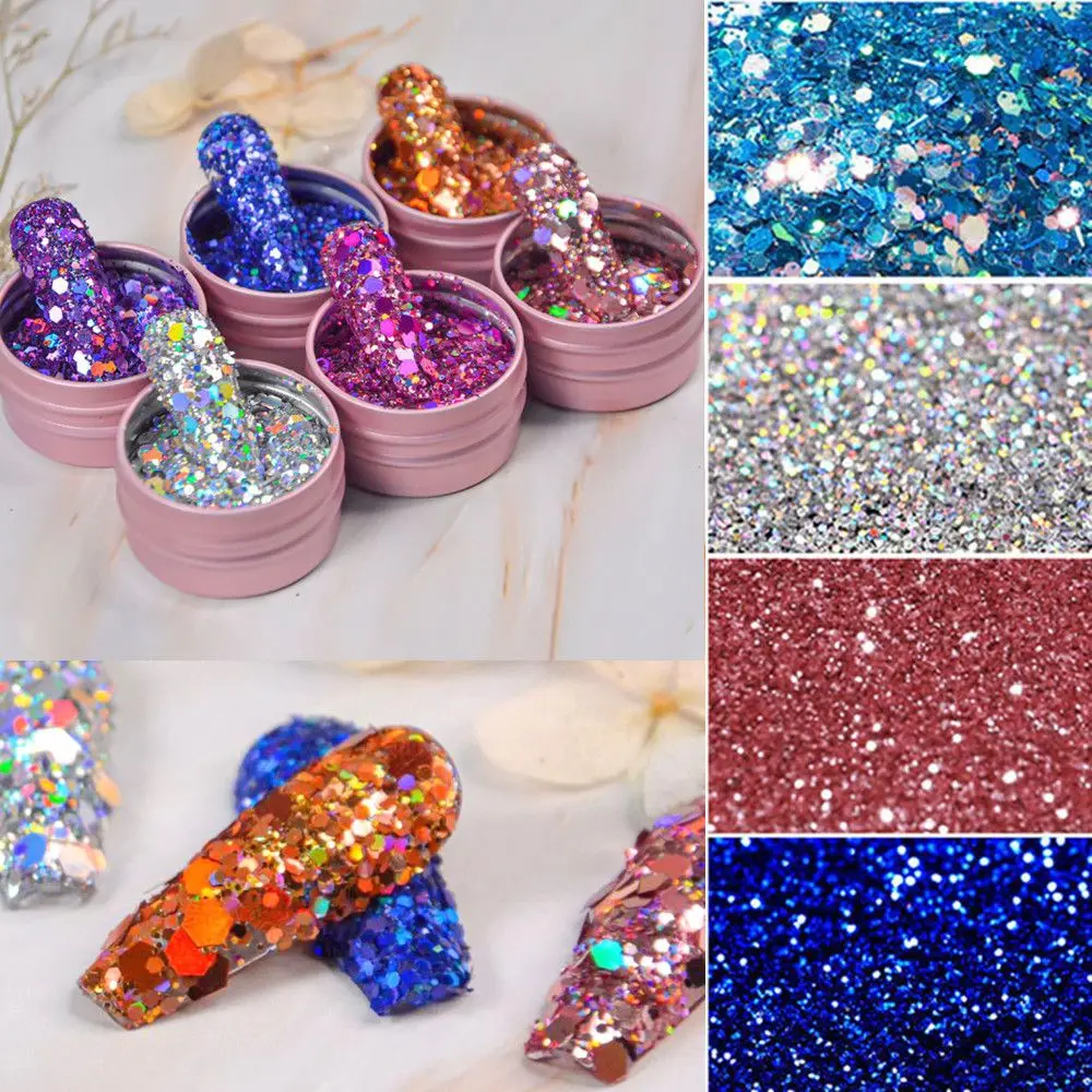 

Manicures Decorations Holographic Mixed Sizes Sparkly Chunky Paillette Flakes Nail Art Sequins Nail Glitter Powder
