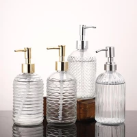 450ml old fashioned clear glass manual pressure liquid soap dispenser for bathroom sink large capacity non slip gold silver