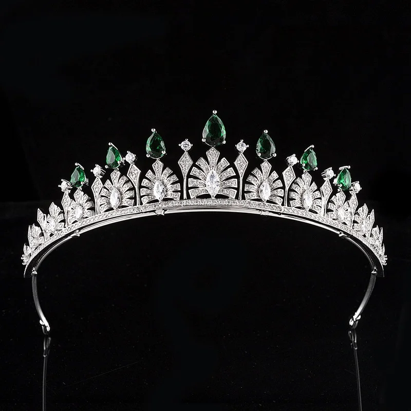 

Emerald Crown European and American Royal Family Bride Wedding Headdress Princess Wedding Zircon Crown Wedding Hair Accessories
