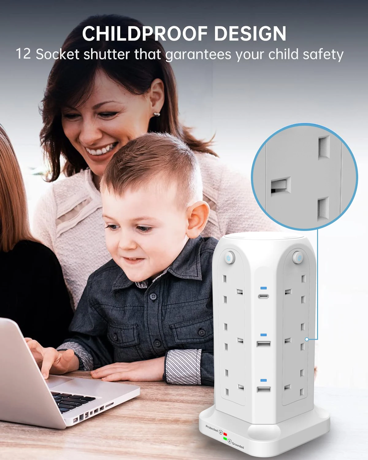 Сетевой удлинитель с розеткой и 4usb-портами