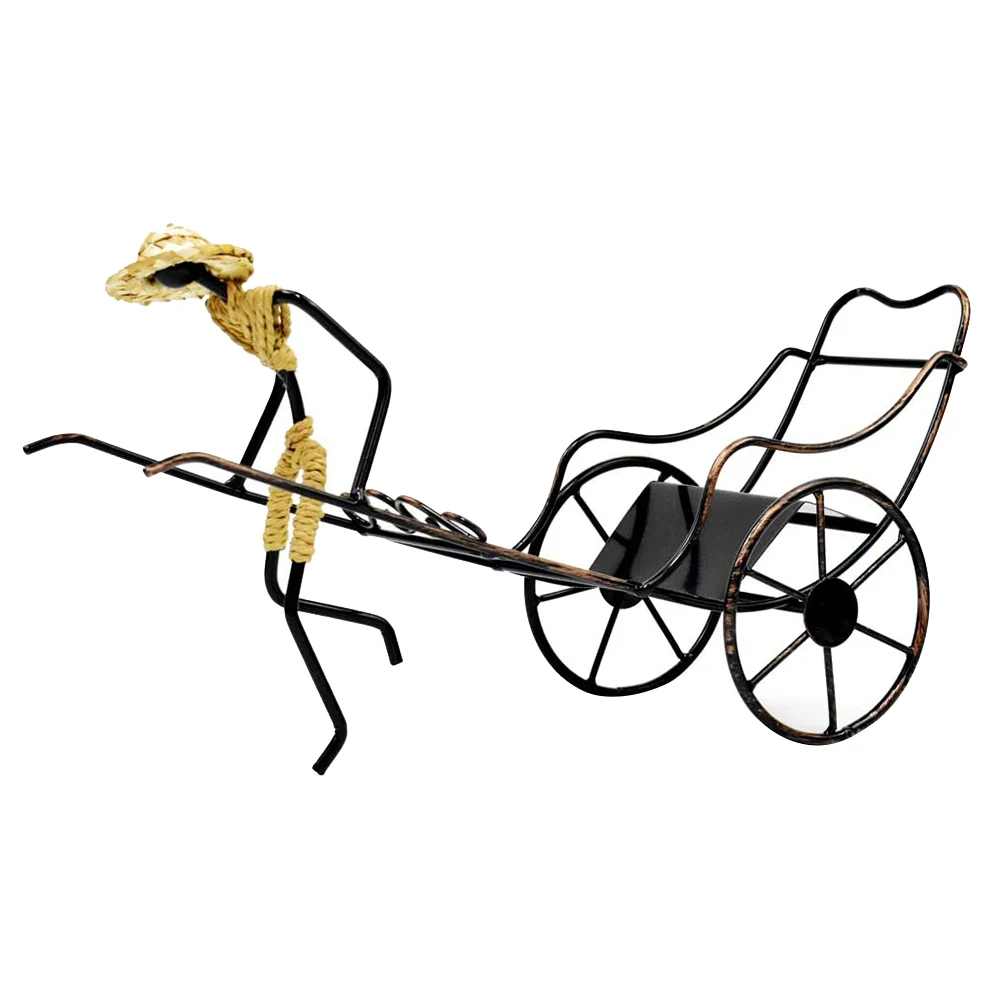 

Wine Bottle Holder Stand Rickshaw Decor Caddy Countertop Table Top Wine Rack Single-Bottle Home Kitchen Gift Wine Shelf