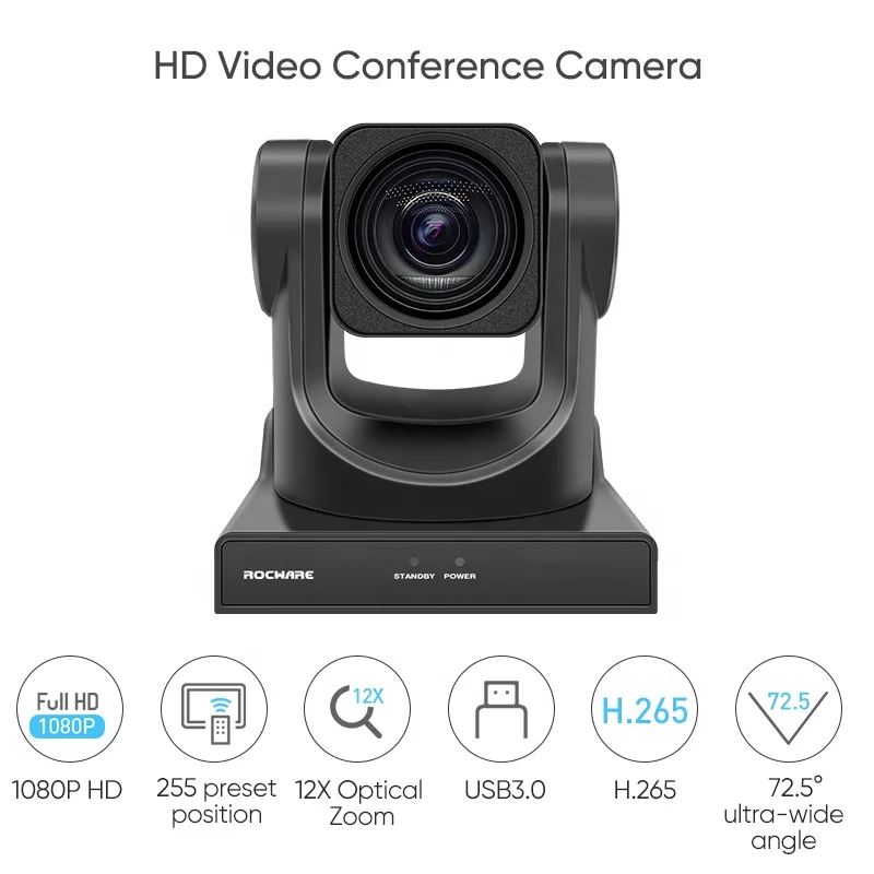 

Rocware 1080P Full HD видеокамера для видеоконференций HDMI IP USB3.0 выход PTZ камера с поддержкой POE