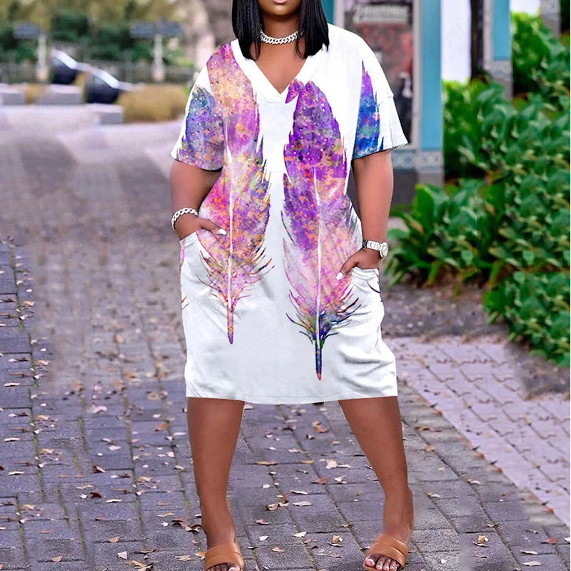 

Elegant Patterns Clothes Beach Dress Fashionable Korean Version Women'S Summer V Neck And Knee Length Gothic Leisure