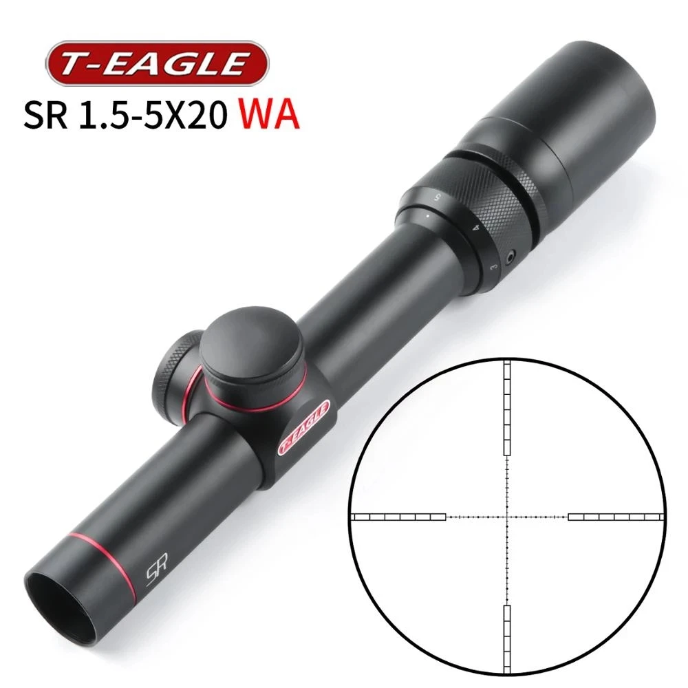 

T-EAGLE SR1.5-5X20 WA HK Hunting RiflesScope Tactical Rifle Scope Optical Gun Sight Shock Proof with Cover Glass Duplex Reticle