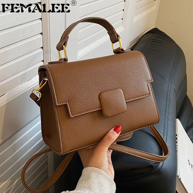 

2022 New Designer Square Buckle Lock Handbags Women's Single Shoulder Bag Fashion Lichee Pattern Messenger Bags 2022 Tote Bags