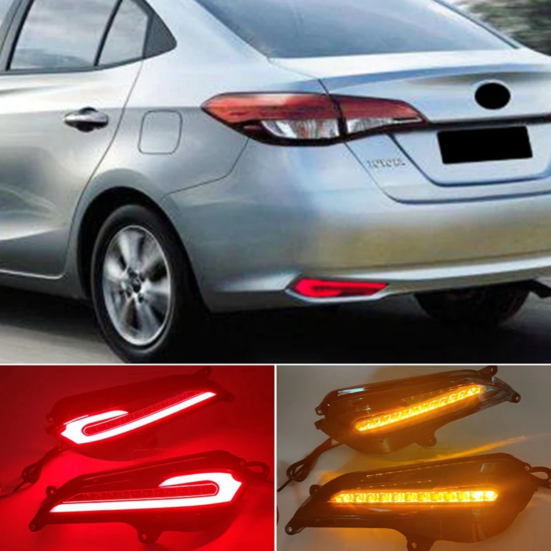 

2PCS Auto LED Reflector Taillight Rear Fog Lamp Bumper Braking Turn Signal Lights for Toyota Yaris 2017 2018 2019