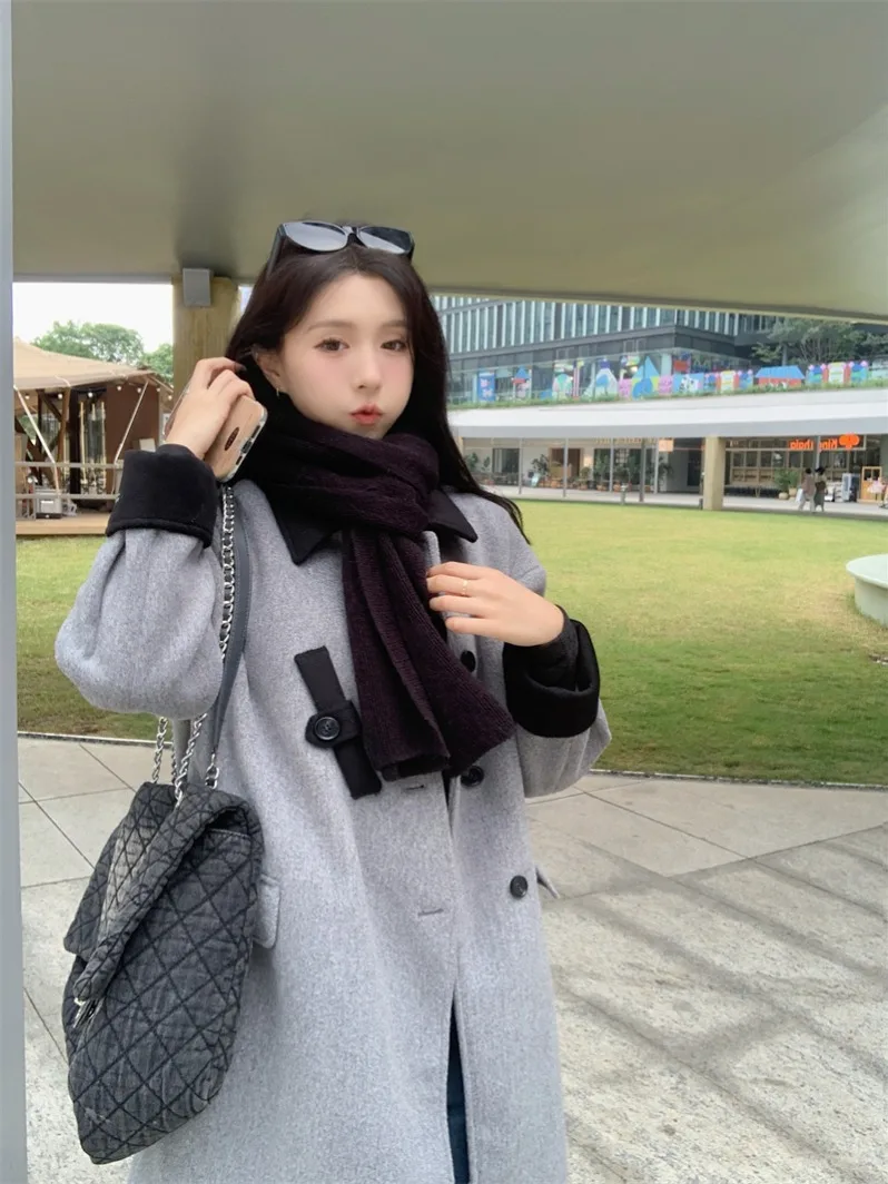 Свободный цветной дафлкот для колледжа женский с ветровыми волосами новинка 2024