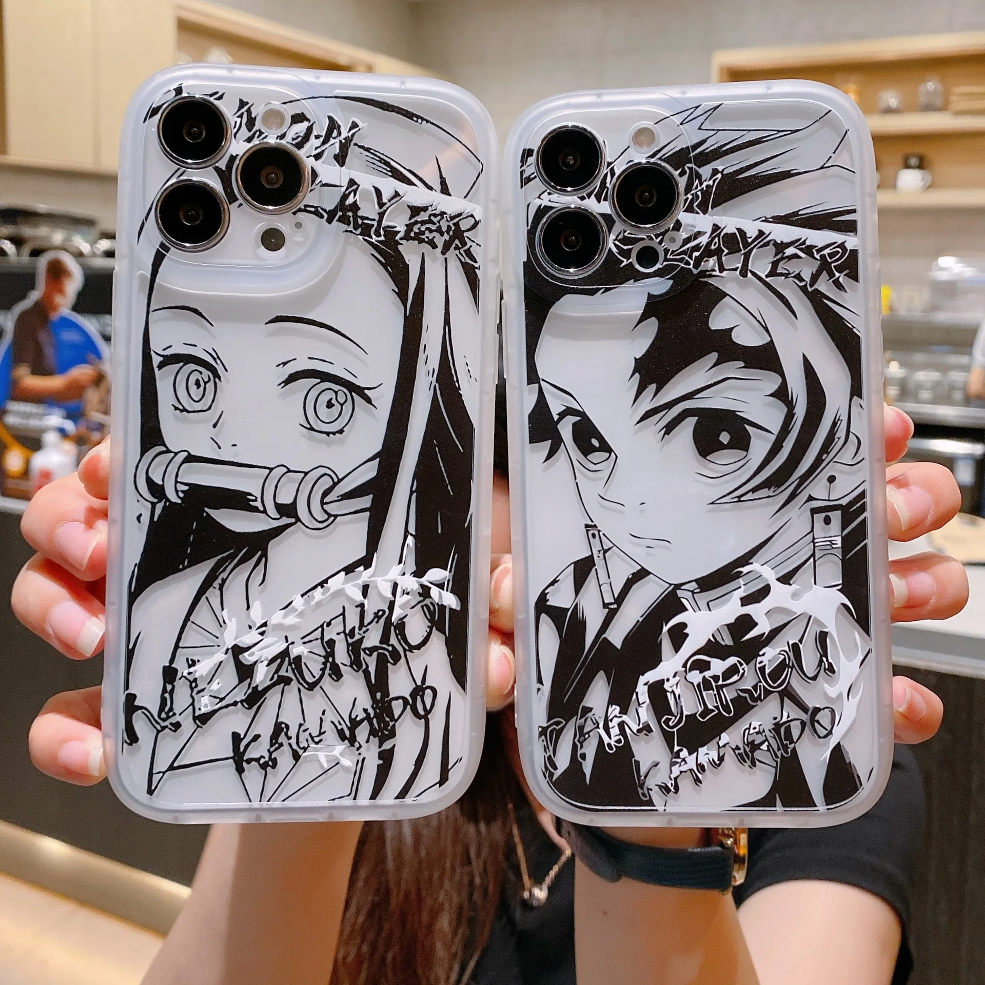 

Black White Creative Animation Case for IPhone11 12 13 Pro Max X XR 7 8 Plus Cover Transparent IPhone Case Fall Protection Shell