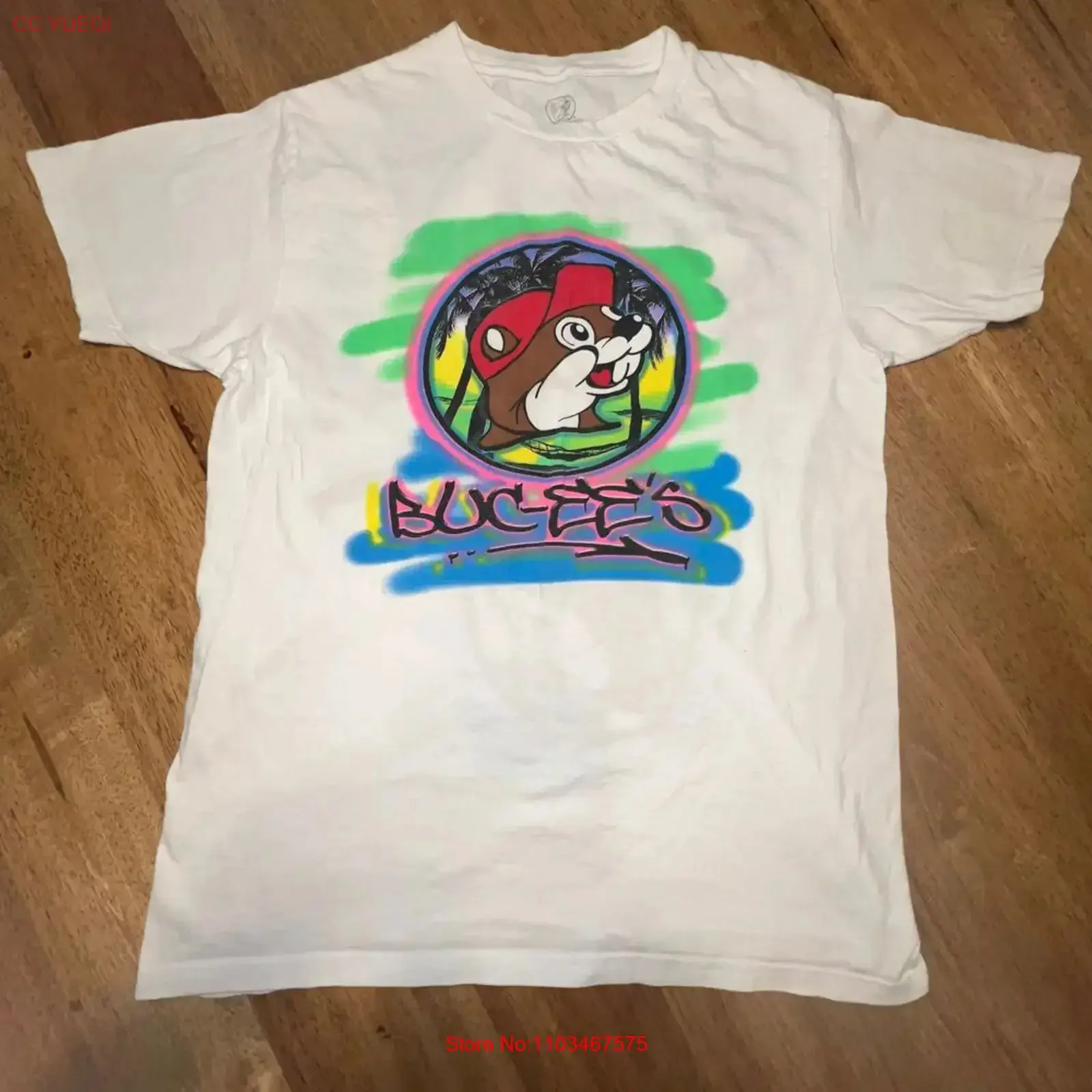 Фото Футболка Bucees Beaver для взрослых, размер M, с граффити Stay Rad, винтажная, с эффектом потертости, повседневная, стильная, мягкая, дышащая, модная №1
