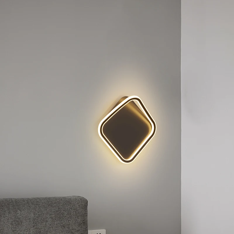 

Simple Led Wall Lamp Black White for Corridor Foyer Balcony Staircase Bedside Lights Round Square Home Art Decor Indoor Lighting