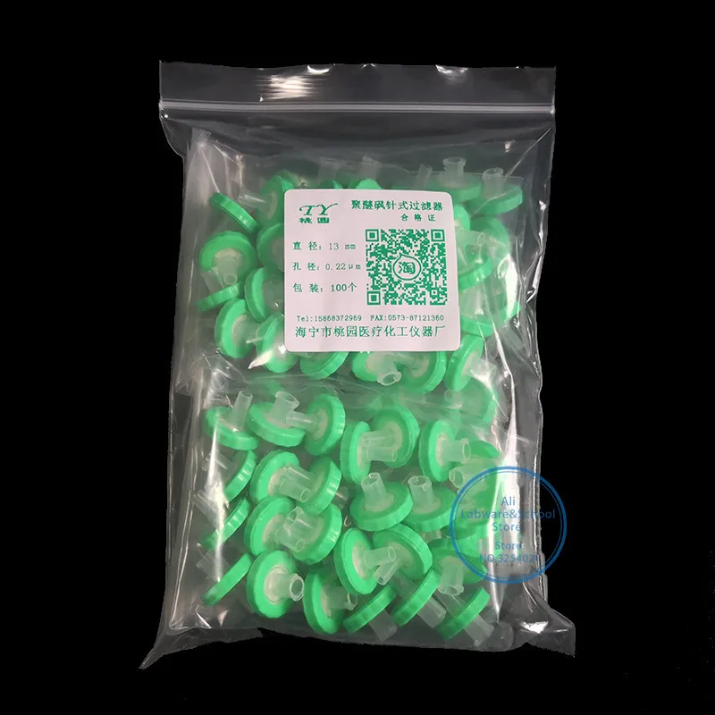 100 шт. лабораторный фильтр 13 мм 25 PES Luer Millipore Syring с микропористой мембраной 0.22um / 0.45um
