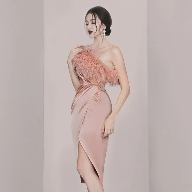 

Осень-зима 2022, женская вечерняя кисточка, обтягивающая бедра