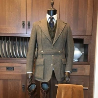 mens blazer vintage suit collar wool herringbone jacket