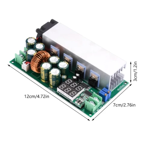 Регулируемый понижающий модуль постоянного тока 12-80 В постоянного тока, 20 А со светодиодным вольтметром, дисплеем тока