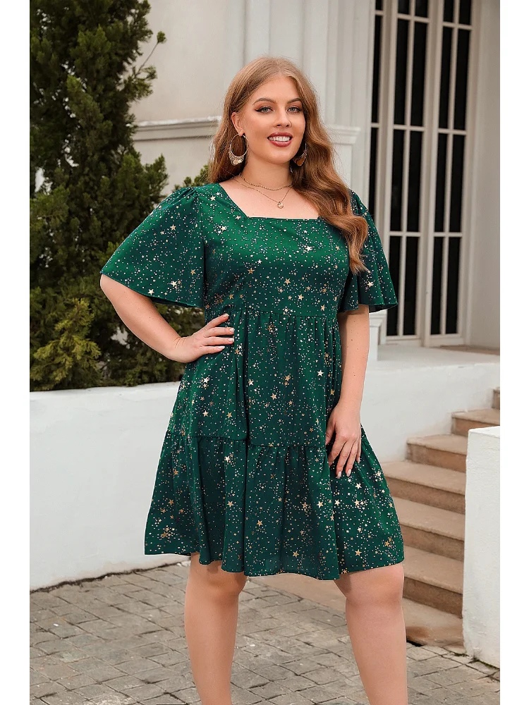 Print casual loose fitting dress cocktail party elegant dress oversized women's wear plus size  party dresses