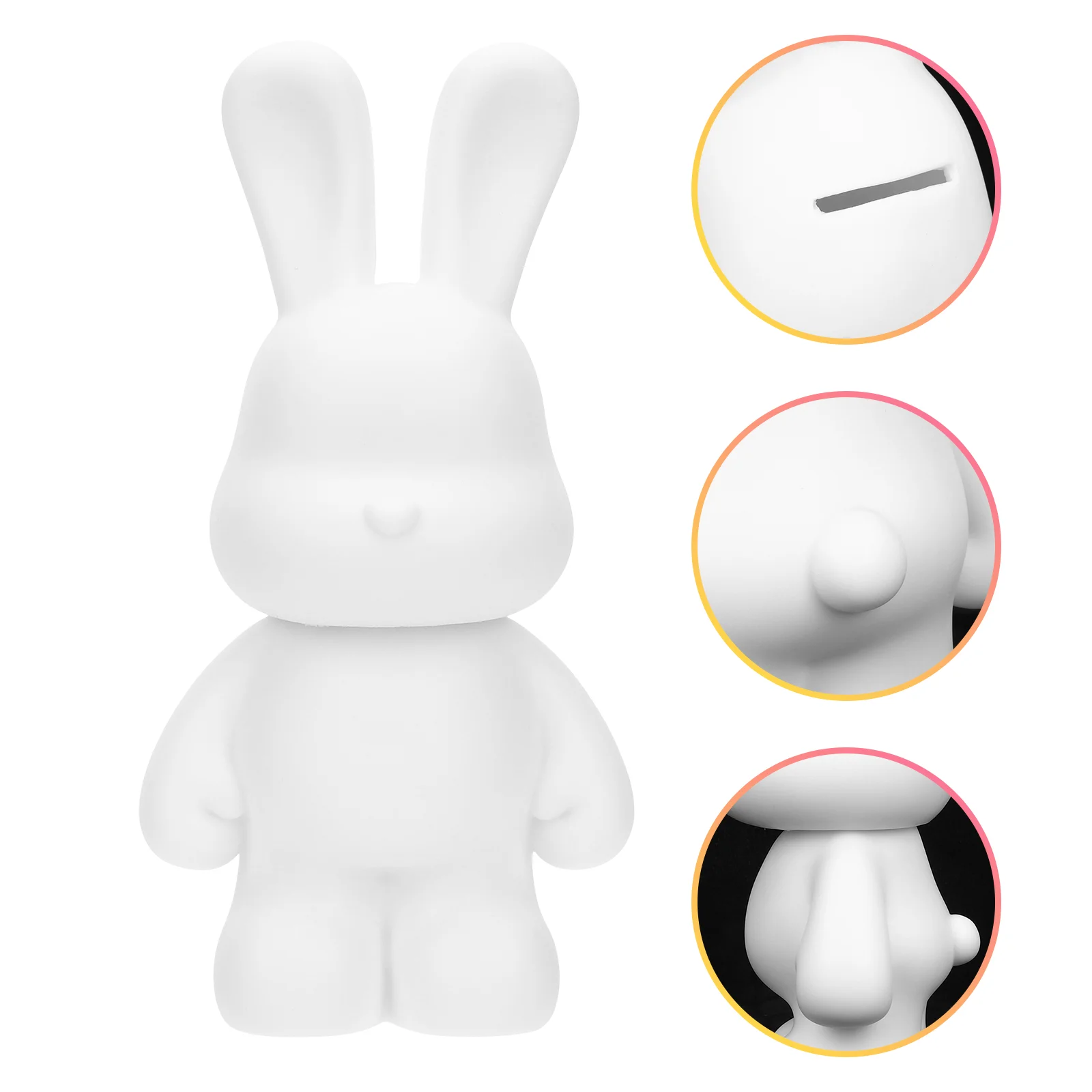 

Rabbit Bunny Statue White Ornament Bank Unfinished Coin Figurines Blank Roll Foam Sculpture Toy Diy Animal Easter Toys Kids