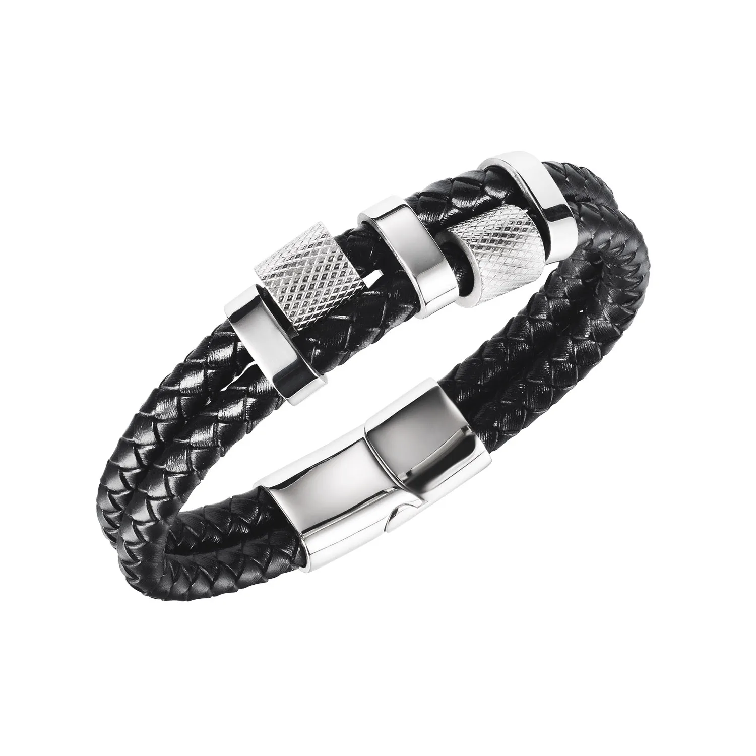 

Vintage Double-layer Fashion Stainless Steel Bracelet Creative Tide Men's Leather Bracelet To Send Boyfriend