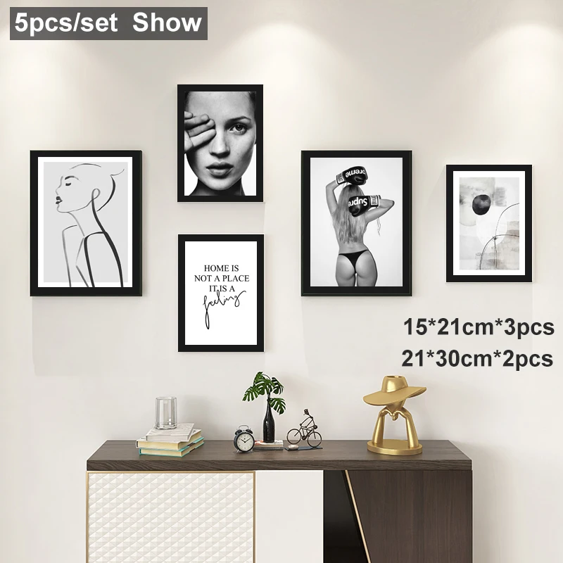 Черная фоторамка уличные большие часы Картина на холсте 5x7 8x12 дюймов деревянная