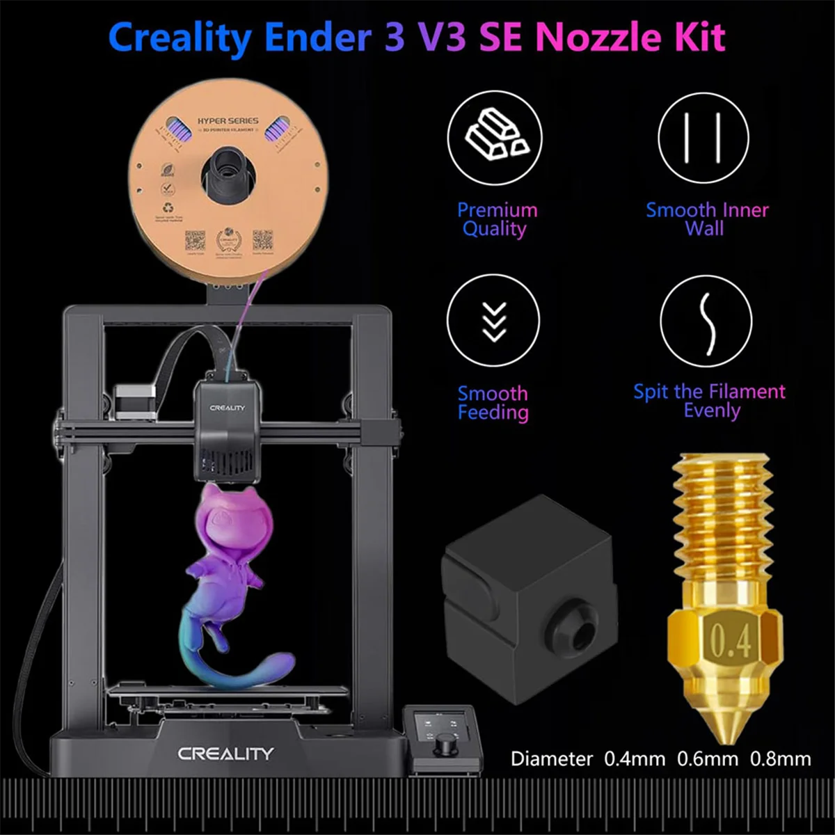 6 шт. для комплекта сопел Ender 3 V3 SE латунные сопла 3D-принтера 0 4 мм 8 экструдера с