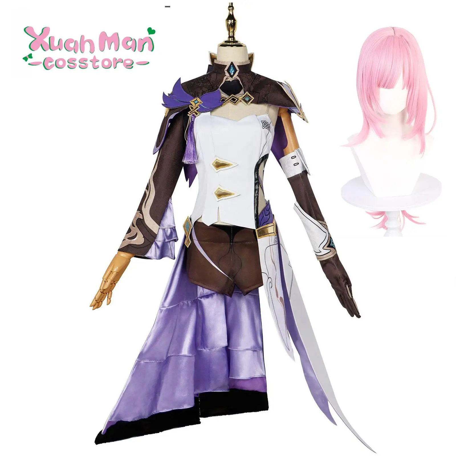 

Honkai Impact 3 Cosplay Costume Pink Wig Anime Elysia Dress Uniform Accessories Suit for Woman Girl Halloween Prom Costume
