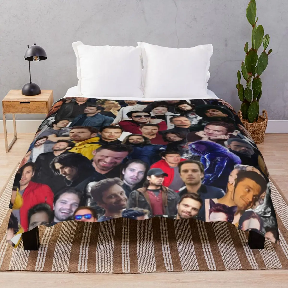 Sebastian Stan College Blankets Flannel Textile Decor Multi-function Throw Blanket for Bedding Home Couch Camp Office