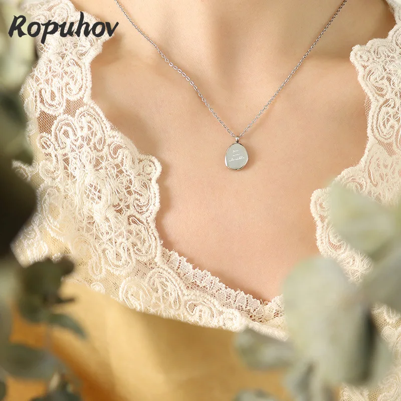

Ropuhov 2022 Woman New Geometric Irregular Oval Letter Pendant Clavicle Necklace Design Jewelry Titanium Steel