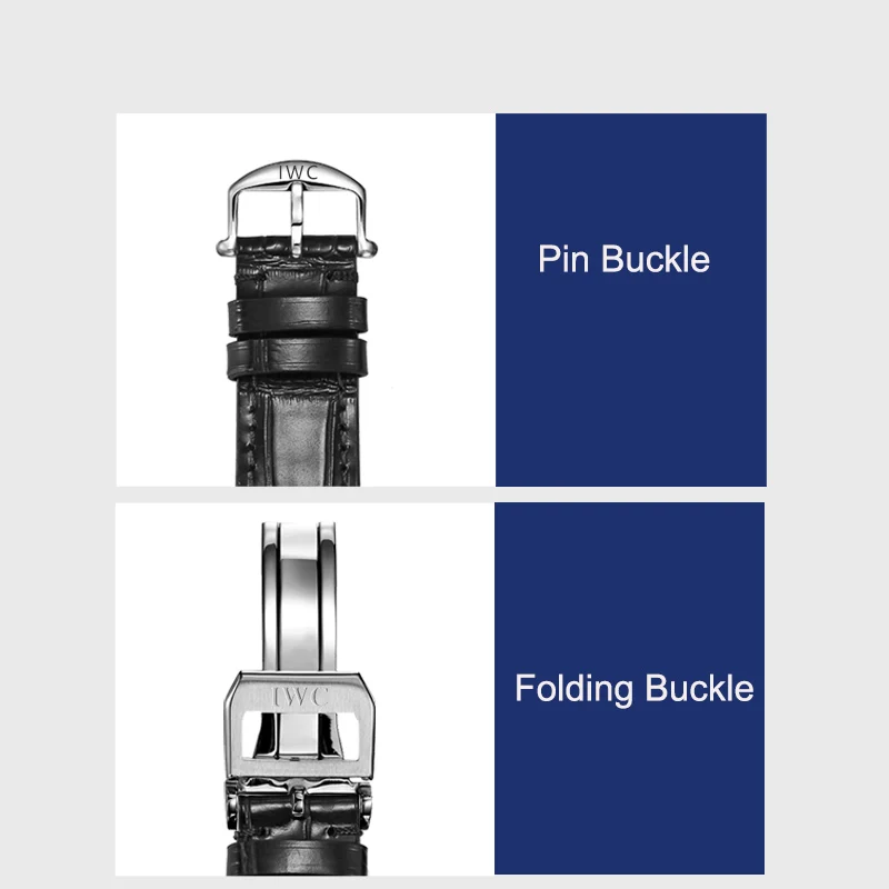 Leather Watch Band Compatible for IWC Replacement Straps Classic Alligator Texture