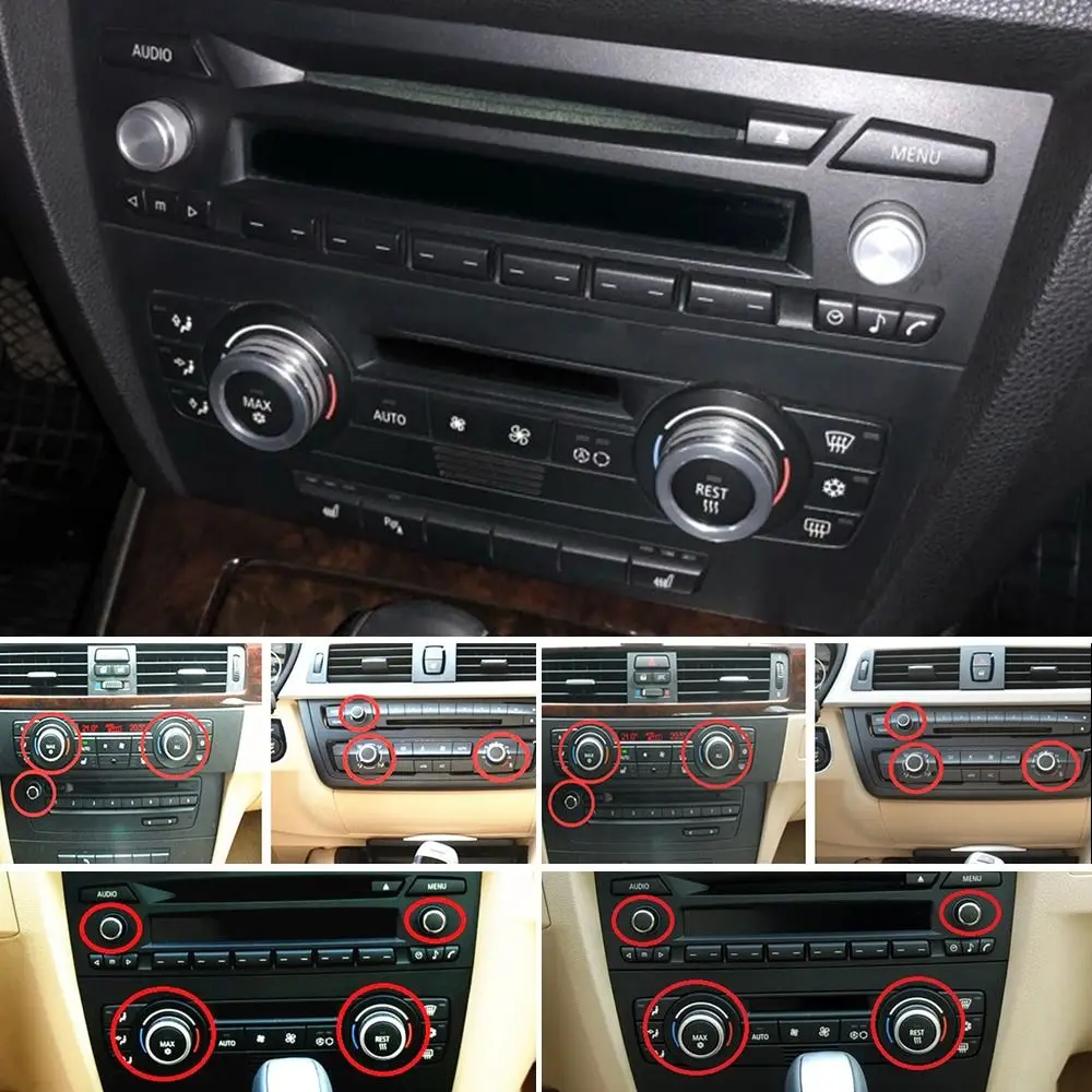 

E92 E93 Car Interiors One Touch Start Air Conditioning knob trim ring Knob Cover Air Conditioning Audio Button Cover