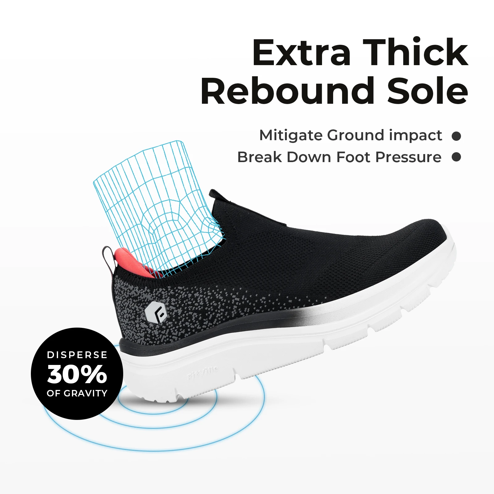 Женские кроссовки FitVille на толстой подошве прогулочные кеды легкие дышащие для