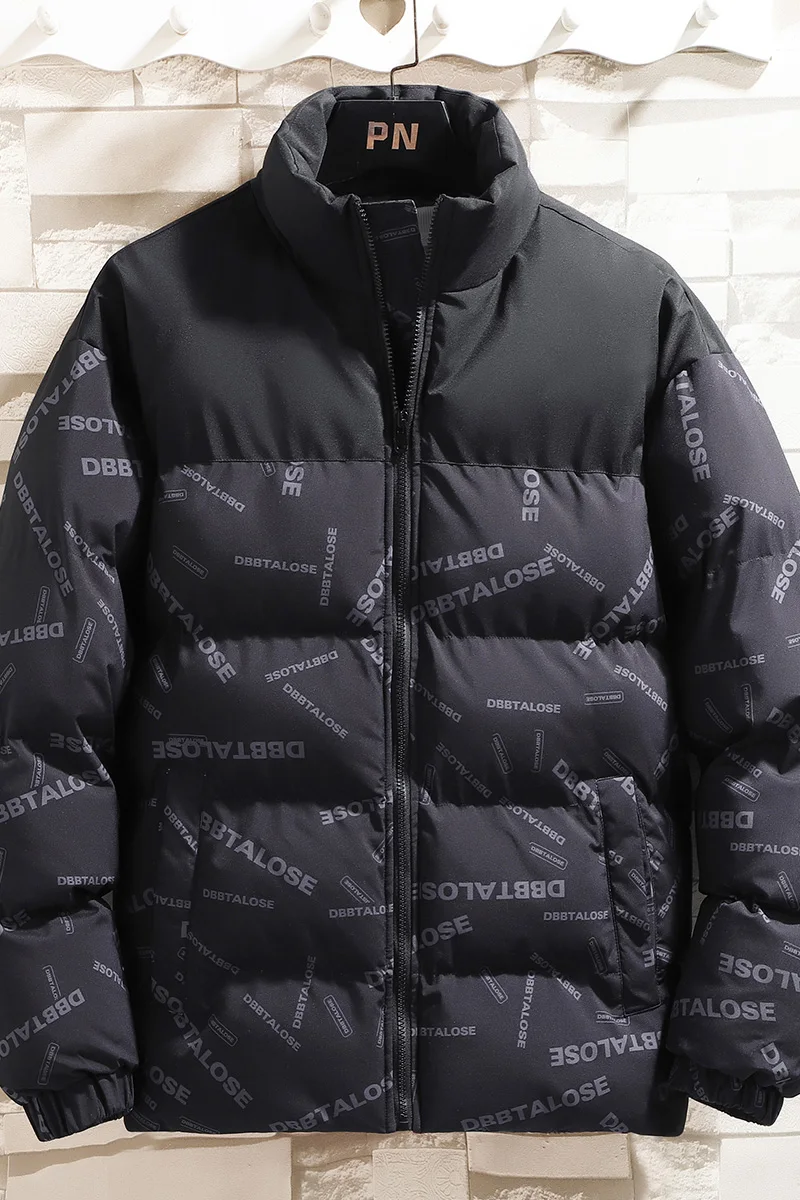 Winter Down Jacket Coat Outwear Men Hip Hop Oversize Padded Bomber Jacket Coat Streetwear Graffiti Jacket Parka Cotton Harajuku