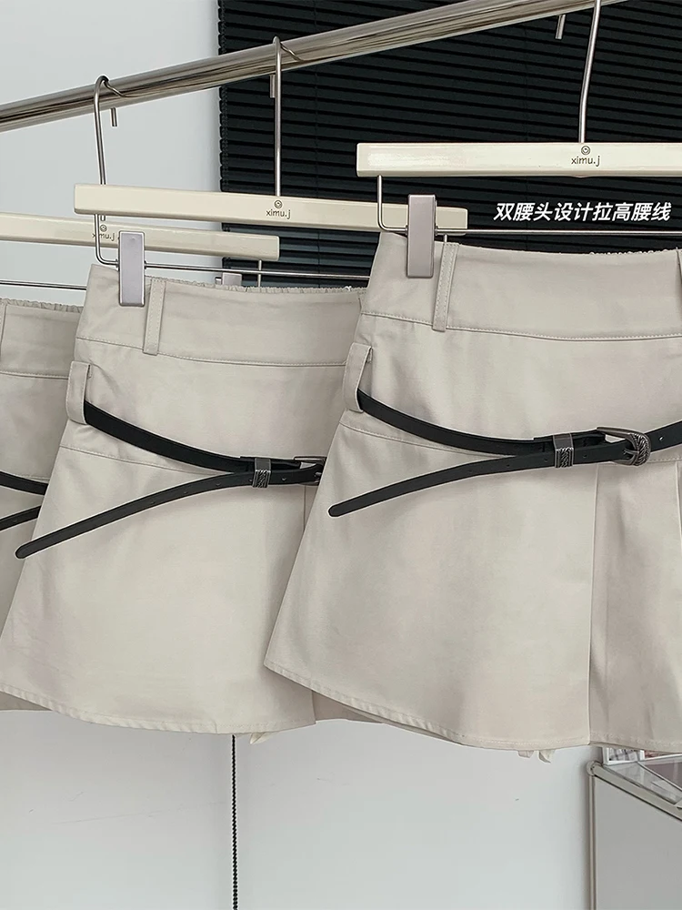 

Summer Women Korean Fashion Gyaru A-line Mini Pleated Skirt Built-in Underpants High Waist Design Y2k Streetwear 2000s Aesthetic