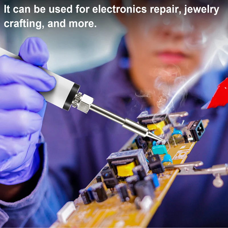 510 Thread Mini Soldering Iron Kit 3-Gear Adjustable Voltage With Tip 650Mah USB Rechargeable Battery White