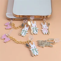 rabbit cute dust plug charm charge port plug for iphone 3 5mm jack anti dust cap type c dust protection stopper for samsung